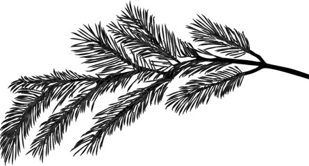 Sticker - pine tree one black branch isolated illustration