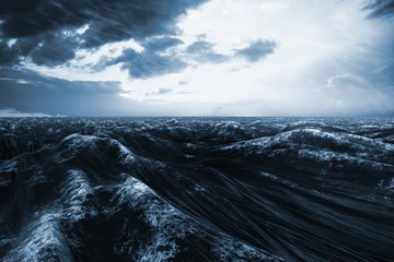 Canvas Print - Composite image of rough blue ocean