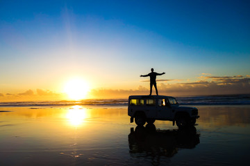 Sunrise on the beach on Fraser Island Australia