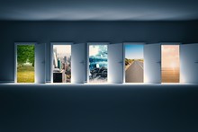 Composite Image Of Digital Image Of Open Doors