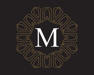 Poster - M Monogram Vintage Classic Letter Logo for Luxury  Business