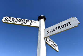 Traditional finger post road signs, Seafoed, Brighton, Newhaven