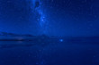 ウユニ、水面に映る天の川と流れ星。
The Milkyway Galaxy and shooting star reflected surface of the water.