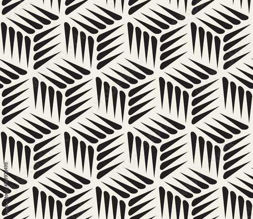 Naklejka na drzwi Vector Seamless Black and White Thorn Shape Cubic Geometric Pattern