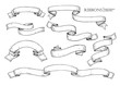 © Maria.Epine - Set of  hand drawn vector scrolled ribbons. Old styled engraved