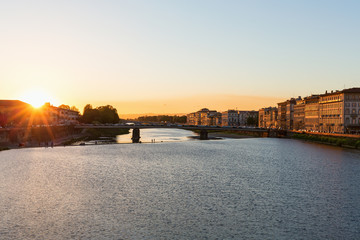 Poster - Sunset over the River Arno in Florence, Italy