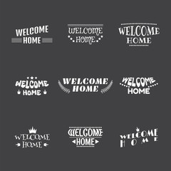 Wall Mural - Welcome home. Set of 9 labels, stickers, emblems or badges. Deco