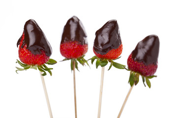 Sticker - four strawberries with melted chocolate