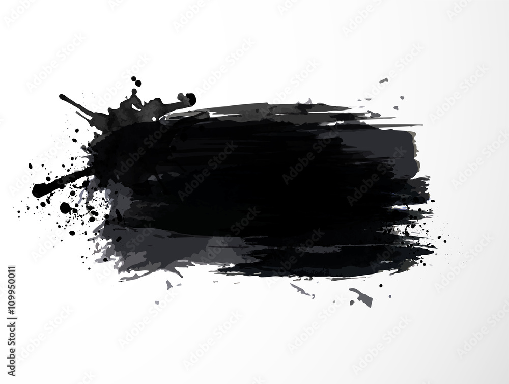 Black ink grunge splash isolated on white background - obrazy, fototapety, plakaty 
