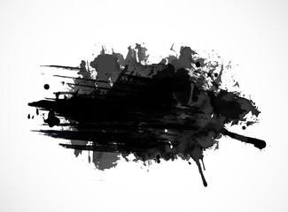 black ink grunge splash isolated on white background