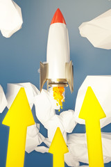 Wall Mural - startup rocket yellow arrows