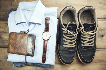 Wall Mural - shirt, watch, shoes, jeans