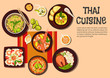 Exotic thai cuisine popular dishes flat icon