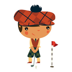 golf player. cute boy playing golf.