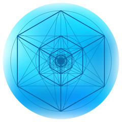 Wall Mural - Sacred geometry symbol on colorful mesh background. Alchemy, religion, philosophy, astrology and spirituality themes. Matter, space and time. Science in Universe