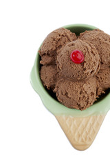 Sticker - plastic cone bowl with chocolate ice cream