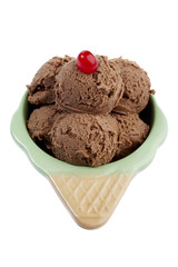 Wall Mural - cone shape bowl with creamy chocolate ice cream