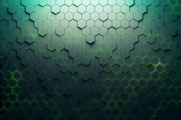 Wall Mural - Green hexagon pattern