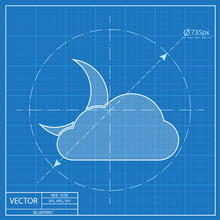 Blueprint Icon Of Cloudy Night
