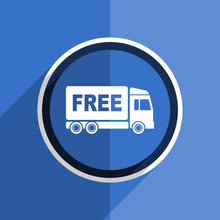 Blue Flat Design Free Delivery Modern Web Icon