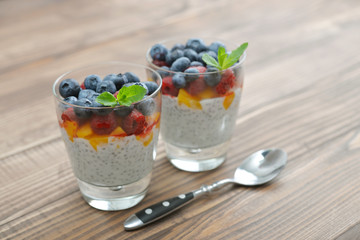 Wall Mural - Pudding with chia seeds