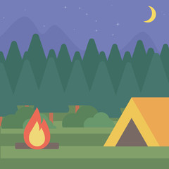 Canvas Print - Background of camping site with tent