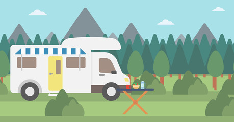 Poster - Background of motorhome in the forest.