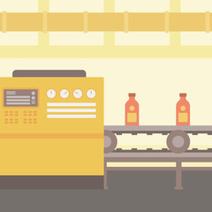 Poster - Background of conveyor belt with bottles.