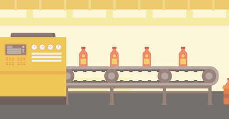 Canvas Print - Background of conveyor belt with bottles.