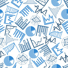 Poster - Seamless business charts, financial graphs pattern