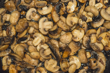 Wall Mural - fried mushroom in frying pan