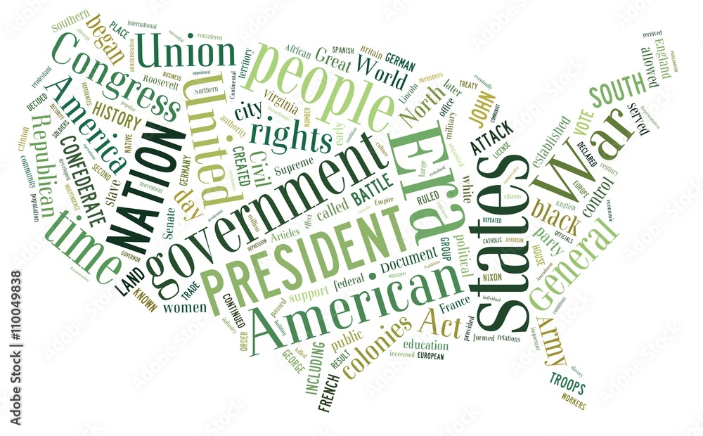 Word Us USA history in word cloud Stock Illustration | Adobe Stock