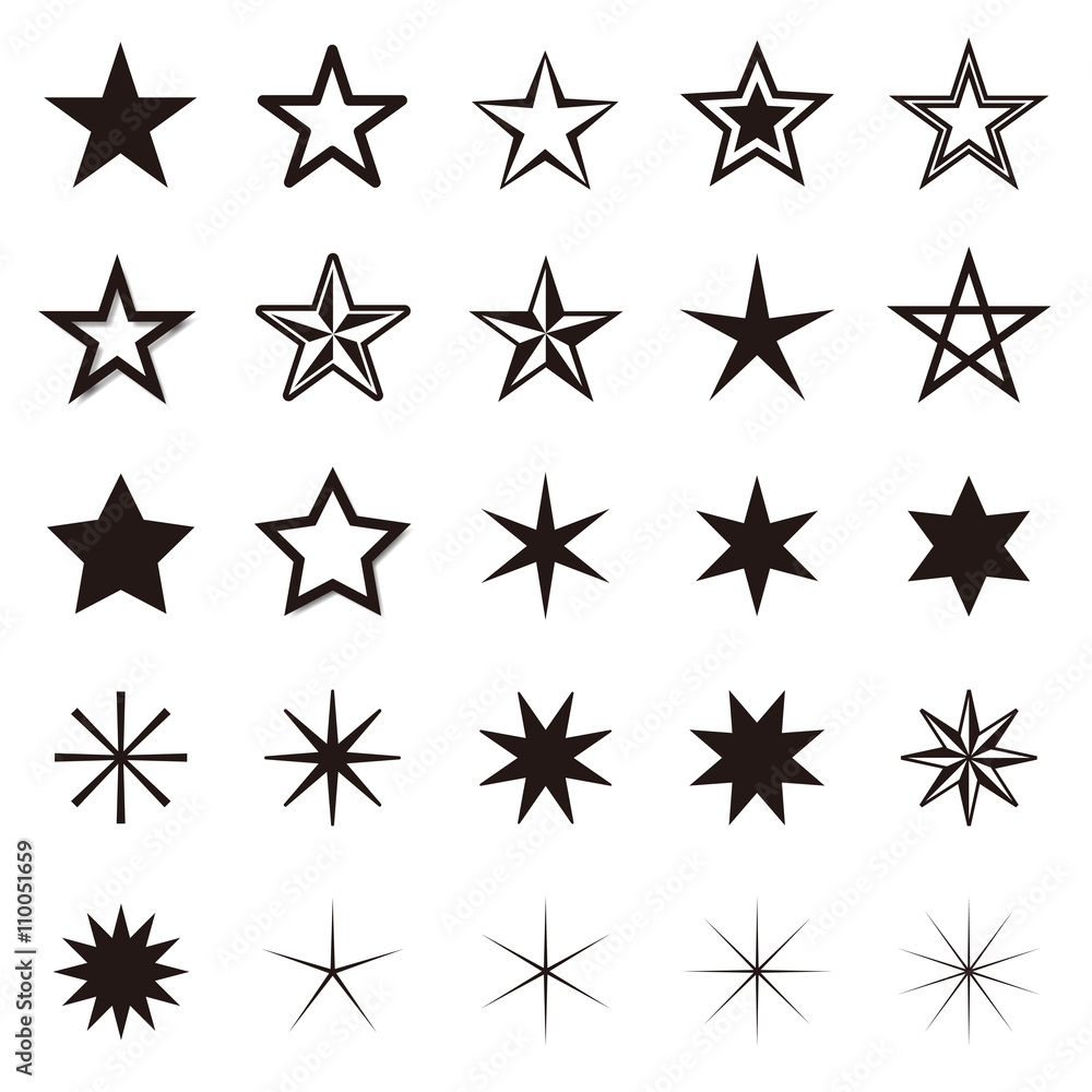 vector star icon set - obrazy, fototapety, plakaty 