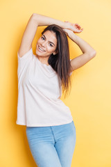 Poster - Charming casual woman looking at camera