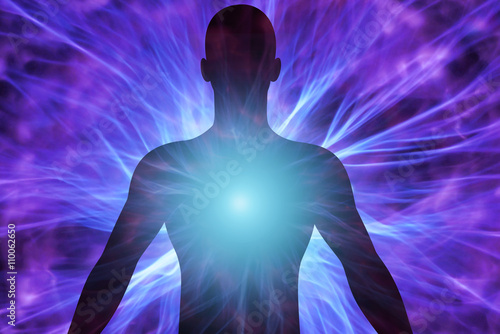 Fotografía Cuerpo humano con rayos de energía