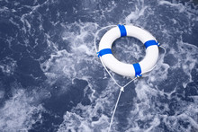 Lifebuoy, Lifebelt, Life Saver Rescue In A Ocean Storm Full Of F