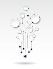 Vector illustration 3d paper circles in molecule structure with Blank space for your content, template, communication, business, network and web design, global social media technology concept 