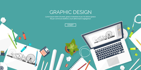 Graphic web design. Drawing and painting. Development. Illustration, sketching, freelance. User interface. UI. Computer, laptop.