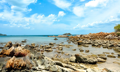 Colorful rocky beach side in Trinco, Sri Lanka