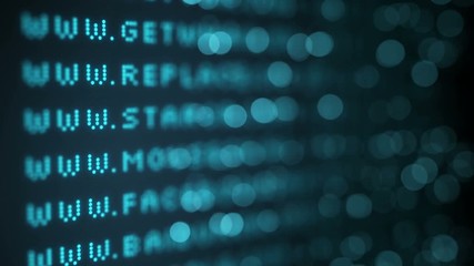 Wall Mural - list of websites. shallow dof seamless loop animation 4k (4096x2304)