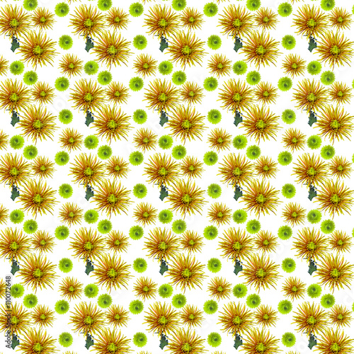 original rare green chrysanthemum repeating seamless pattern