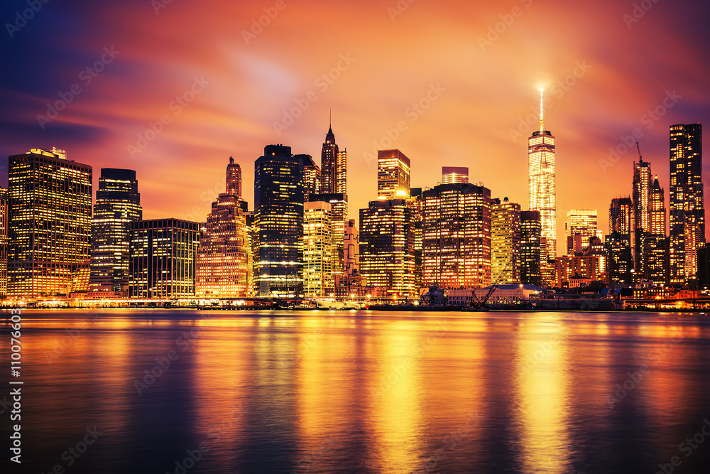 New York City Manhattan midtown at sunset - obrazy, fototapety, plakaty 