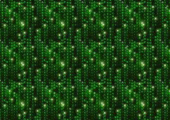 Green matrix digital binary code on dark background a4 size