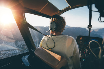 Helicopter passenger admiring view