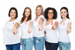 © Syda Productions - happy women with breast cancer awareness ribbons