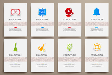 Wall Mural - Corporate identity vector templates set with doodles education theme