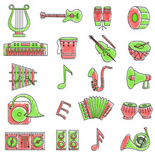 Scribbled Music Icon Set
