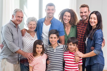 Happy family together at home