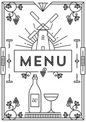 Wall Mural - Trendy Wine Menu Design with Linear Icons