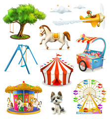 Children playground, vector icons set